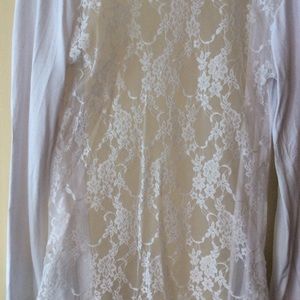 Star cardigan, sheer lace back w/ front pockets